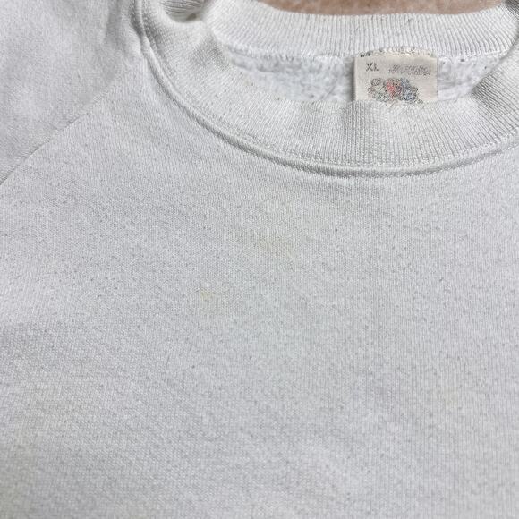 Vintage 80s Fruit of the Loom Tech Sweatshirt White Pullover Striped Men's XL - Picture 8 of 10